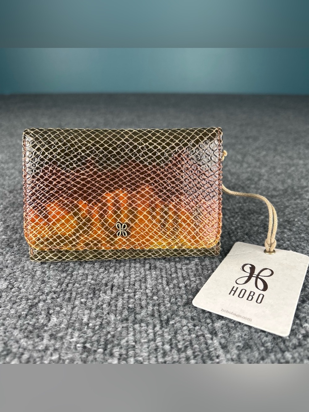 Hobo Intnl Jill Bifold Leather Wallet Autumn Ombre Snakeskin  ~Quiet Luxury NWT*